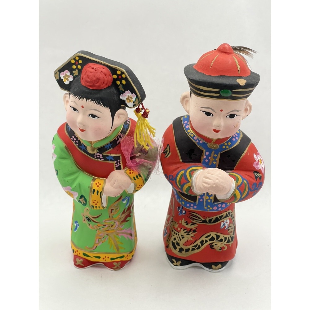 Vintage Clay Figurines Chinese Culture Couple